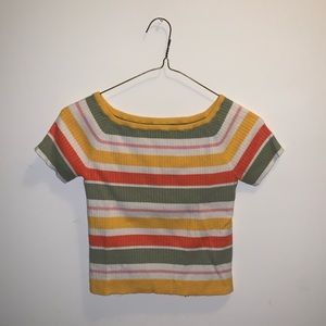 Yellow Green & Orange Striped Top